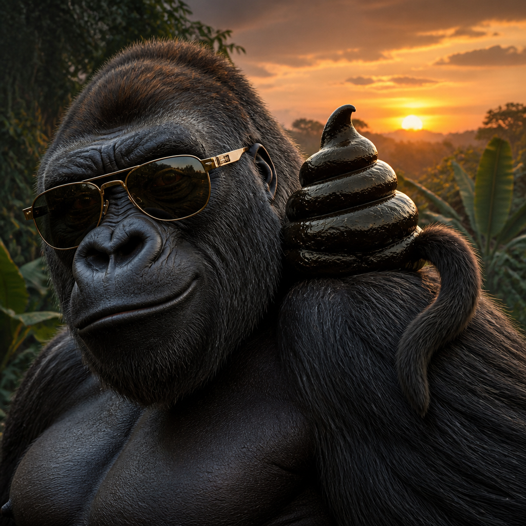 Gorilla with sunglasses and ApeShit